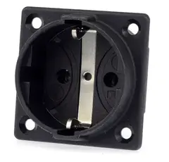 ABL Sursum Black 1 Gang Plug Socket 2P + PE Poles, 16A, Schuko, Indoor