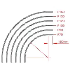 Doughty T84025 Studio Rail Curved 90° R=135 (Silver)