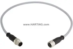 Harting M12-A 5P Cable 3m M12 Cable Assembly A-cod st/st m/f 3,0m