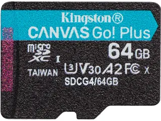 Kingston Canvas Go! Plus microSD 64GB Class 10, UHS-I, U3, V30, A2, 200MB/s re