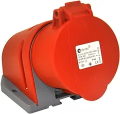 Stikkontakt, 32A, 3P+N+J, 6H, 400V, IP44 Påvegg