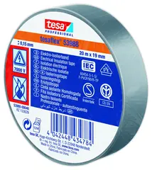 Tape, TESA 53948, 19mm x 20m,  grå isolasjonstape