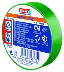 Tape, TESA 53948, 19mm x 20m, grønn isolasjonstape