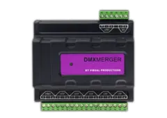 Visual DMXMerger DIN rail mounted DMX merger.